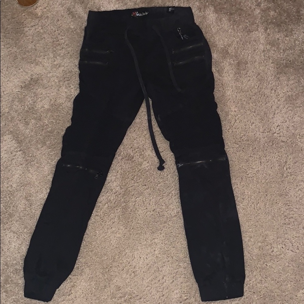 Black Denim Biker Joggers😎
